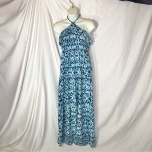Mudd Blue Patterned Halter Maxi Dress Size XS